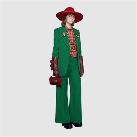 tailleur rosso e verde a righe gucci|Gucci.